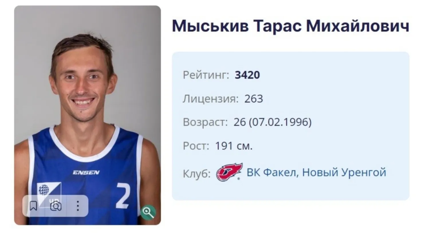 Тарас Мыськив перешел в команду «Факела» в этом сезоне. Источник: snow.volley.ru.
