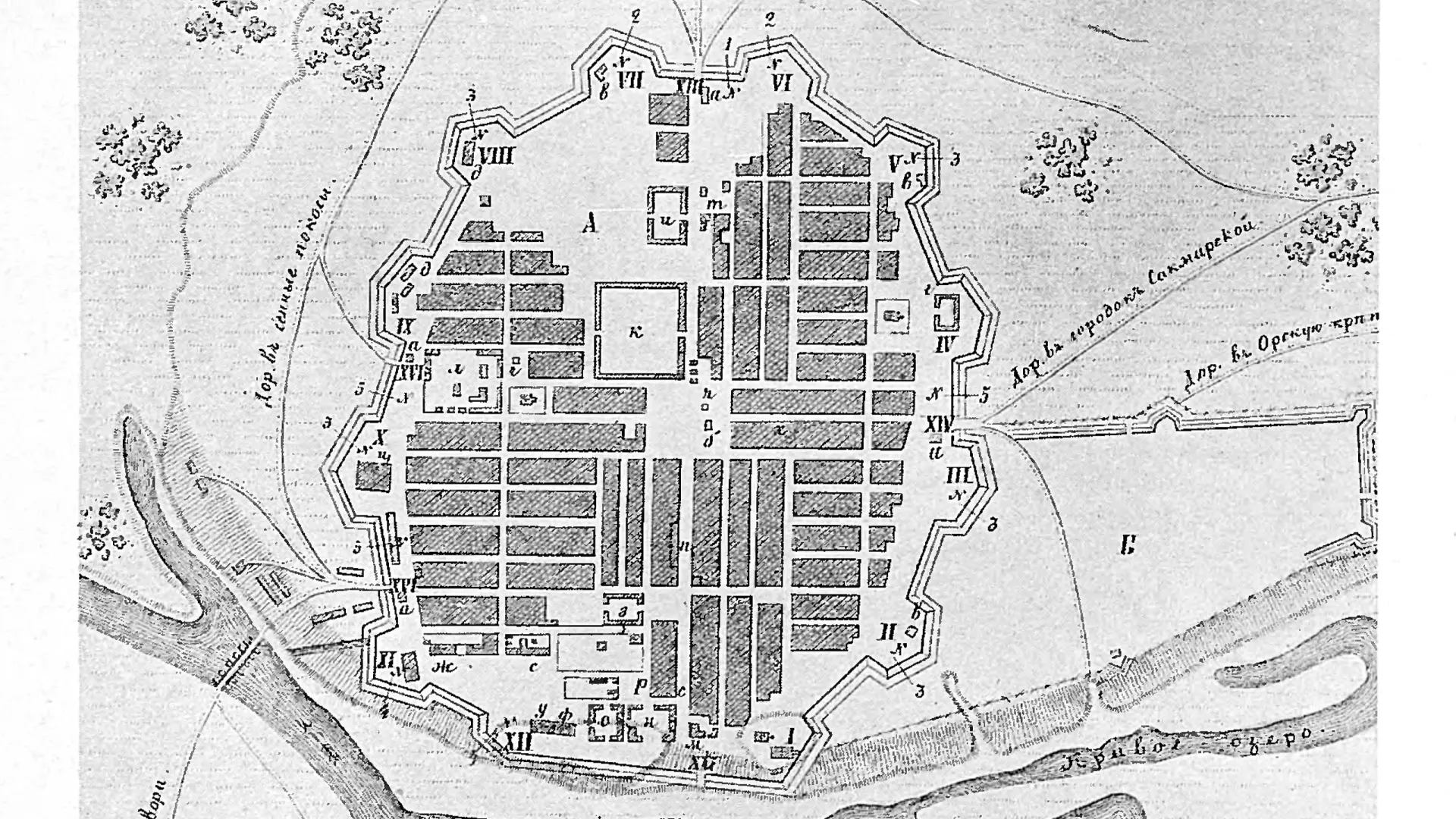 План Оренбургской крепости, 1759 год. Источник: wikipedia.org