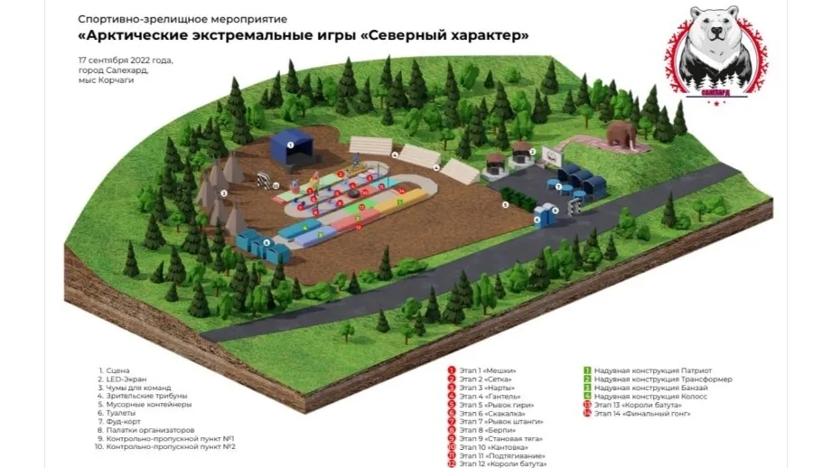 На 3D-схеме указаны все этапы и трибуны для болельщиков. Фото: vk.com/yamal.sport.official