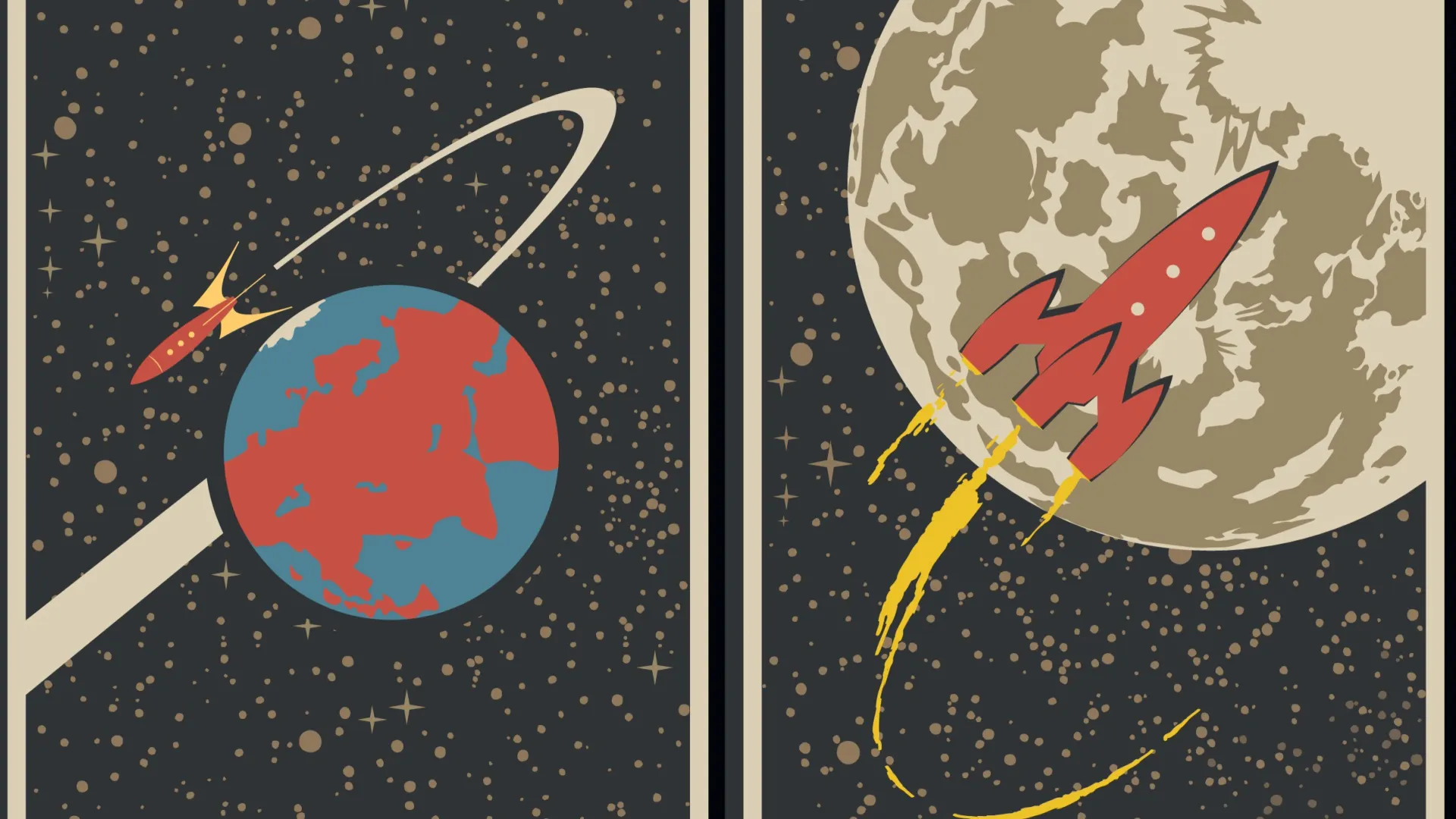 Ретро-постеры, посвященный советско-американской космической программе. Фото: svekloid/Shutterstock/Fotodom