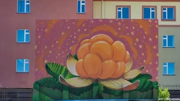 Мурал «Морошка». Фото: пресс-служба администрации Тазовского района.