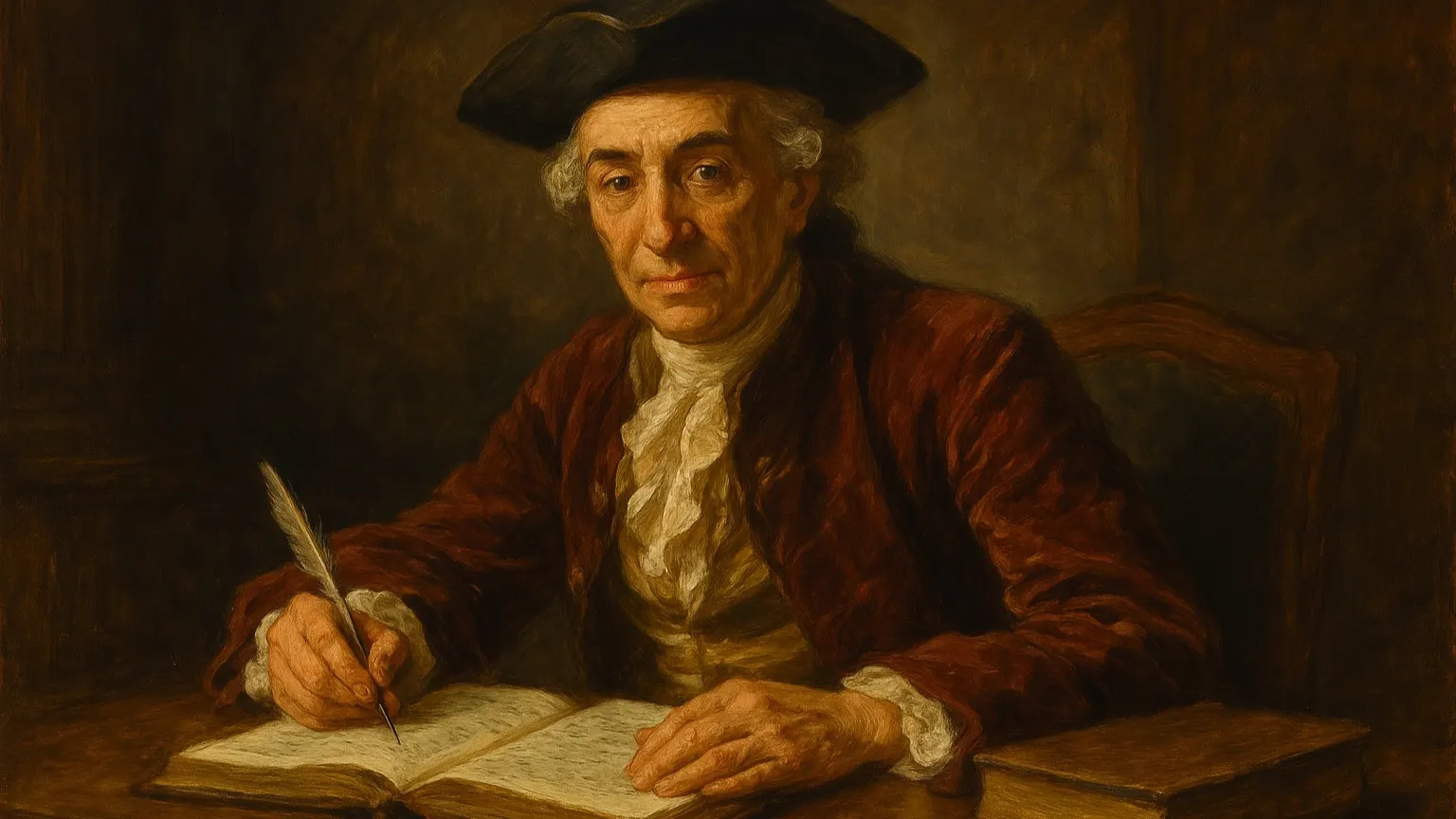 Иллюстрация: Джакомо Казанова в стиле портрета XVIII века (создано нейросетью)