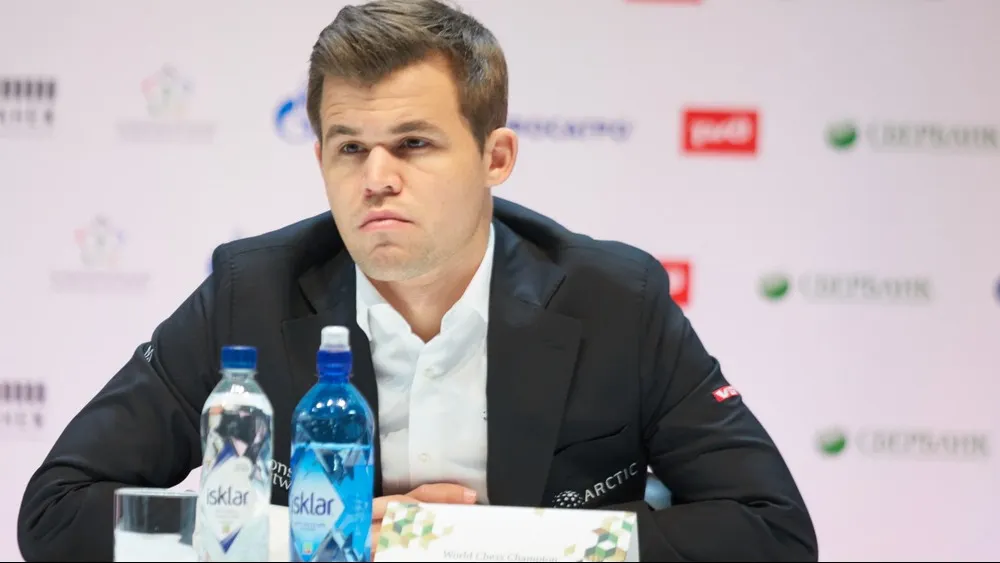 Магнус Карлсен на пресс-конференции в Санкт-Петербурге. 25 декабря 2018 года. Фото: StockphotoVideo/Shutterstock/Fotodom