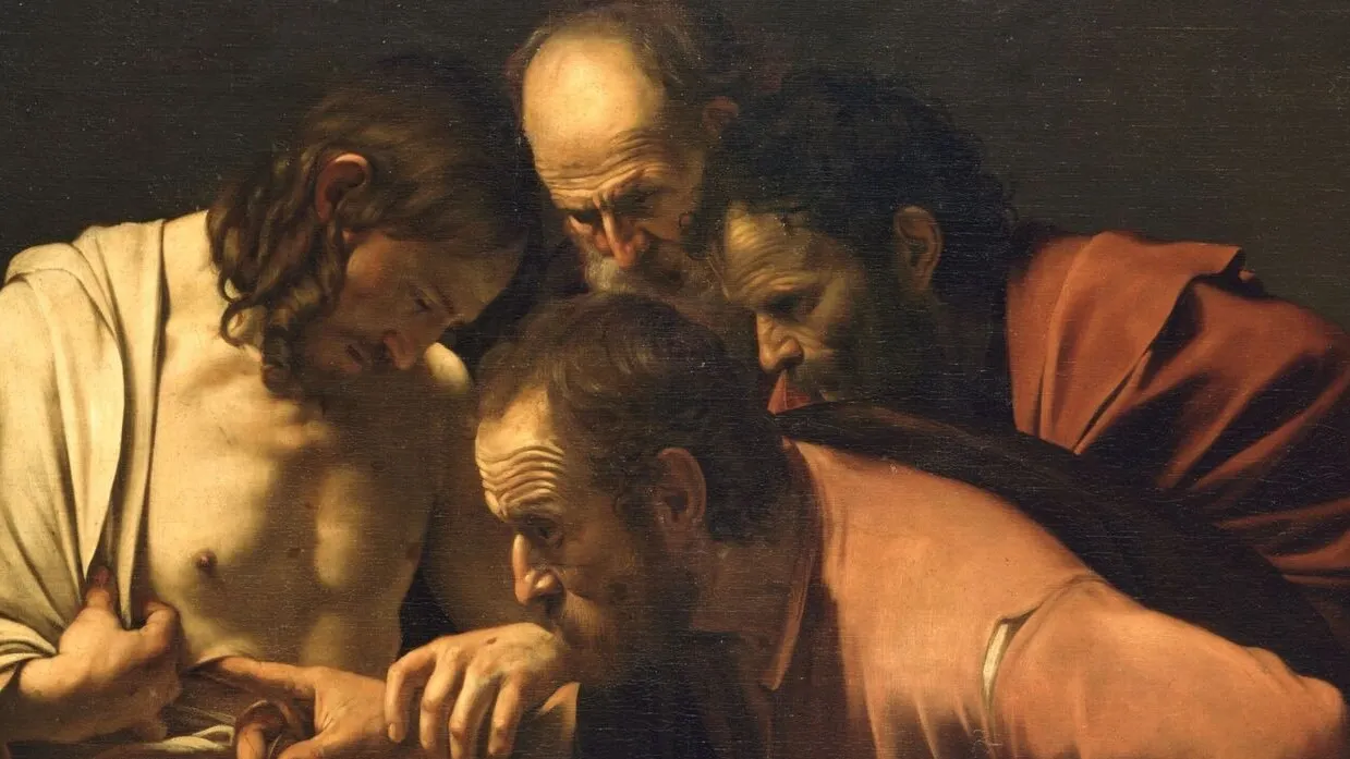 Караваджо «Неверие апостола Фомы». 1601—1602 гг. Источник: spsg.de 