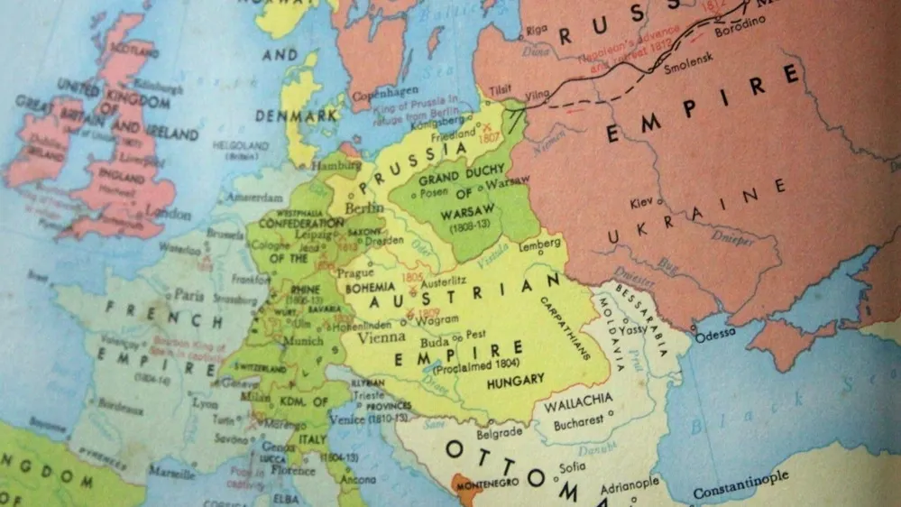 Историческая карта Европы во время Наполеоновских войн 1810 года. Фото: pamela ranya/Shutterstock/Fotodom