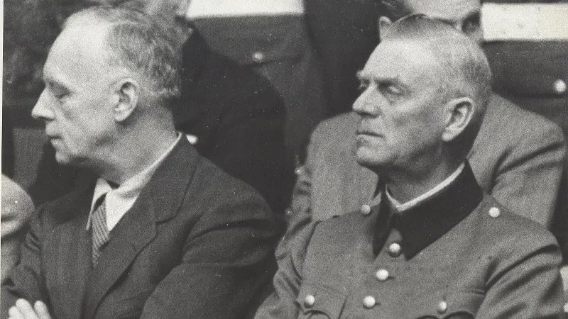 Иоахим фон Риббентроп, Вильгельм Кейтель на скамье подсудимых. Фото: Виктор Темин/МАММ/МДФ/russiainphoto.ru