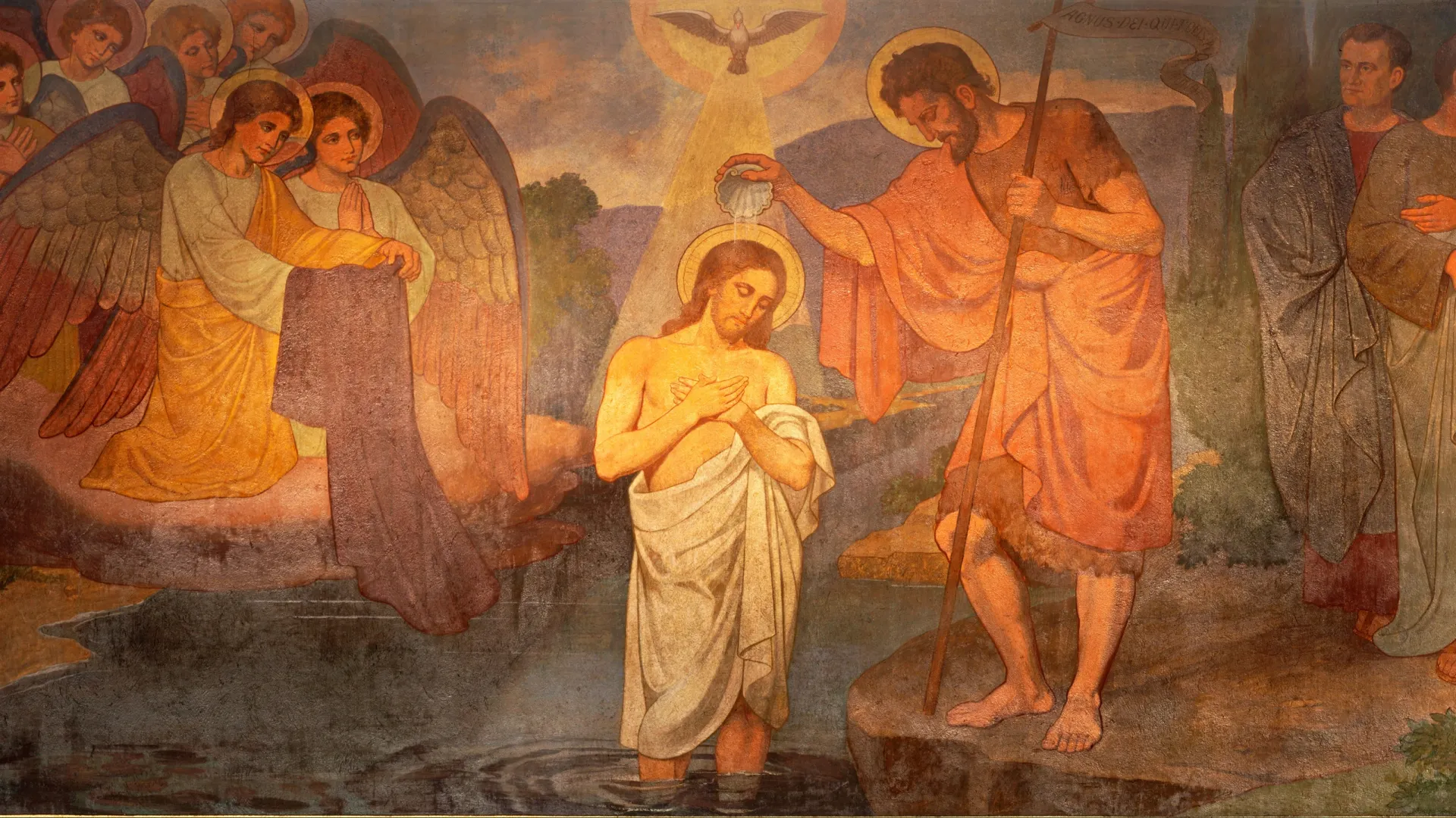 Август Мюллер «Крещение Иисуса». Фреска в церкви Драйфальтигкейтскирхе, Берн. Фото: Renata Sedmakova/Shutterstock/Fotodom