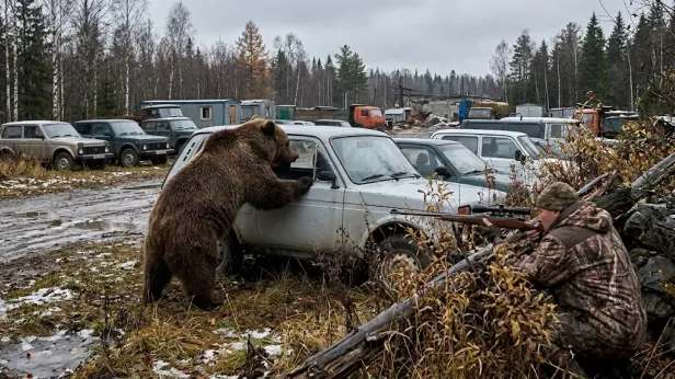 В Свердловской области застрелили медведя, повредившего машины