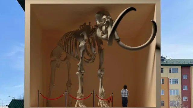 Мурал, изображающий скелет мамонта. Фото: из телеграм канала Алексея Титовского